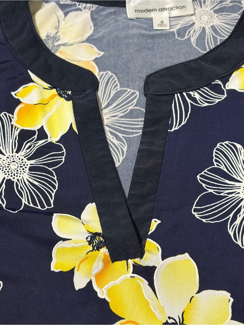 Modern Attraction Navy Sleeveless Floral Tie-Hem Blouse with Yellow Blooms - Picture 7 of 7